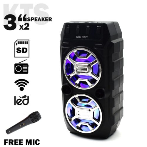 2021 New Portable Wireless Bluetooth Speaker With Mic Stereo Dual KTS-1062 Rechargeable Portable Karaoke Wireless Speaker With Free Mic KTS 1062 Wired Microphone Support USB TF FM AUX Function